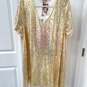 Andree by Unit NWT Gold Sequin Party Dress sz 1X